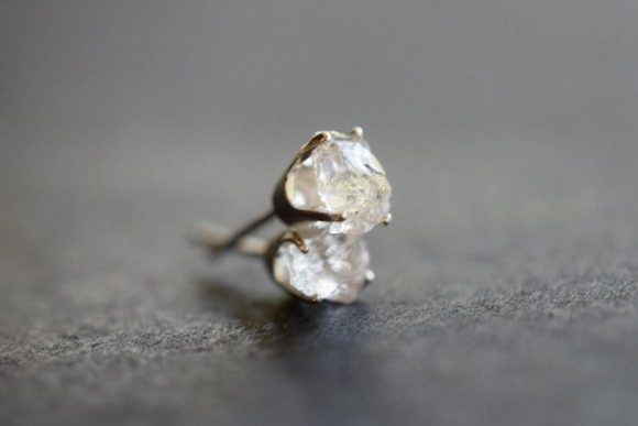 avello Jewelry - COPY - Raw Diamond Earrings, Rough Crystal Studs, Dainty Minimalist Earr…